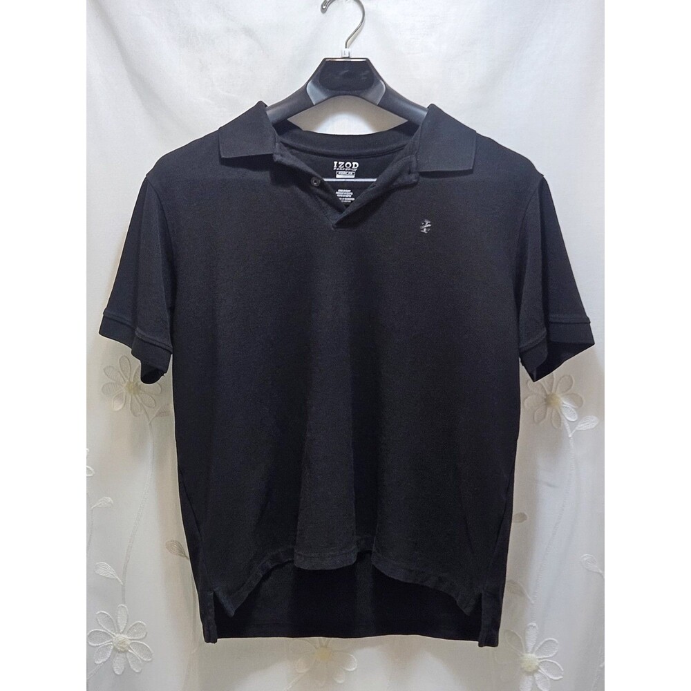 Izod Performx Mens XL Black Top Polo Slim Cut Solid Staple Preppy Timeless Crisp